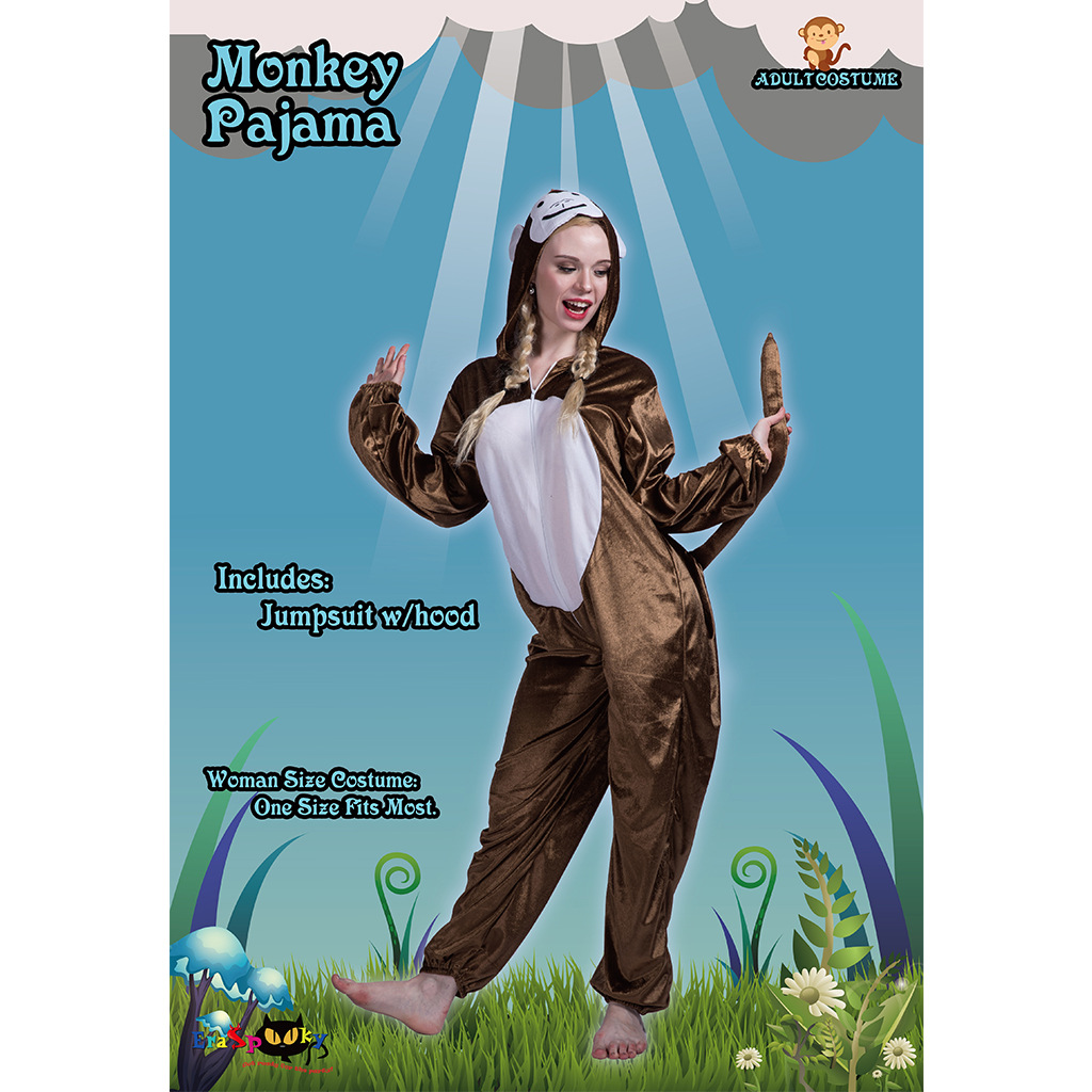 F1863 Summer Fabric Monkey Animal Onesie Kigurumi Pajama